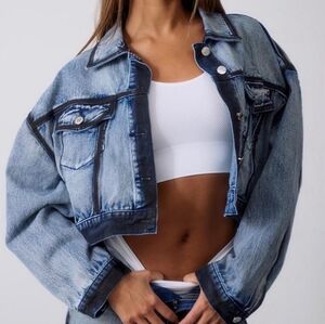 PrettyLittleThing Cropped Blue Jean Jacket